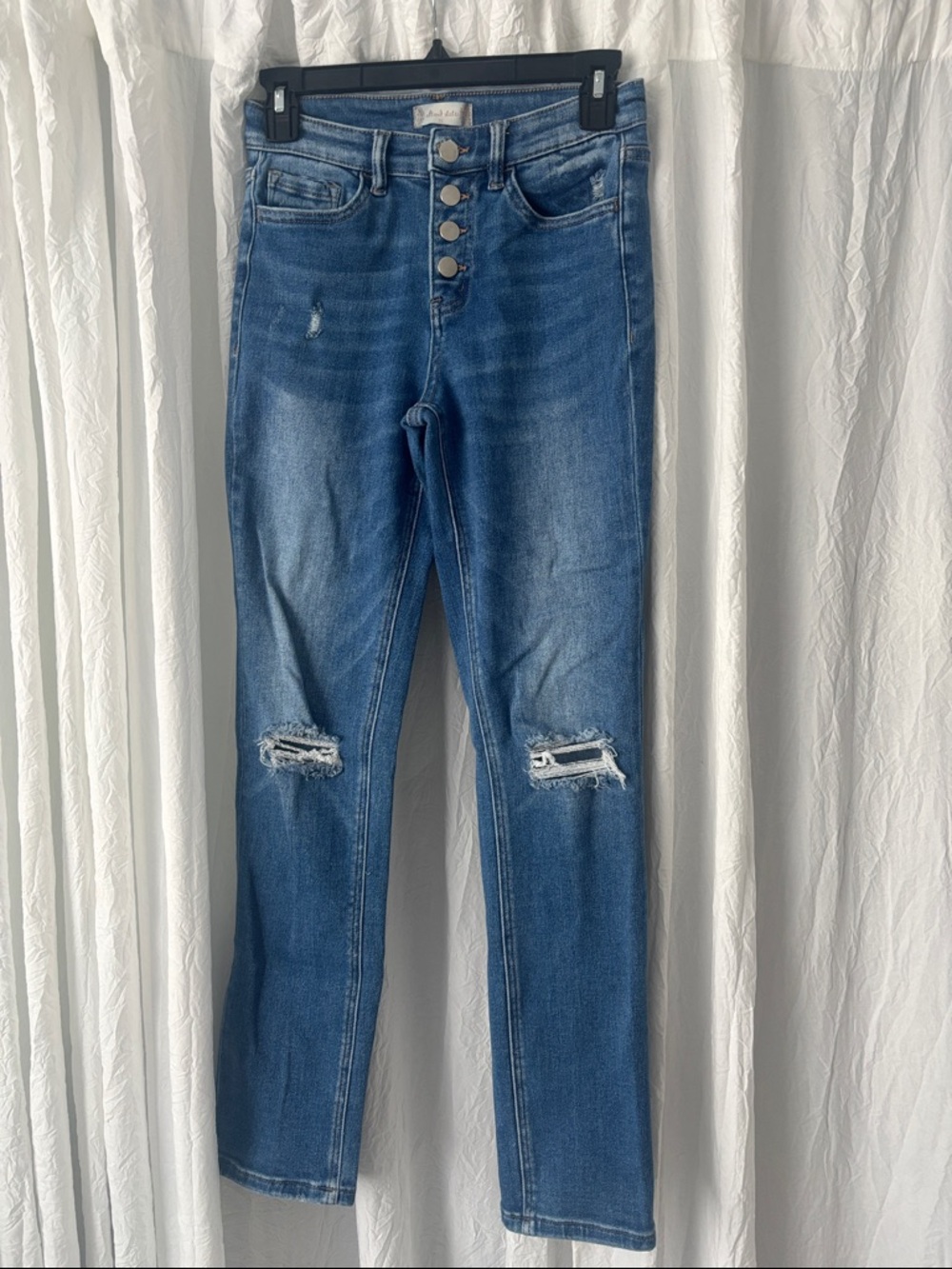 Altar'd State Medium Blue Straight Leg Jeans with Knee Rips